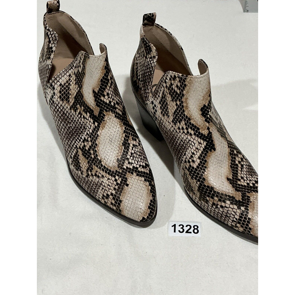 Woman’s Size 12 Pull On Brown Snake Print Ankle Bootie